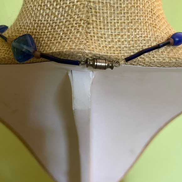 Blue and Brown Beaded Oriental Necklace - Picture 6 of 6